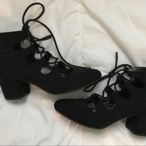 Block heel lace ups